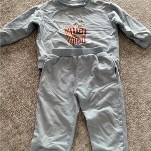 Kids Light Blue Popcorn Pajama Set